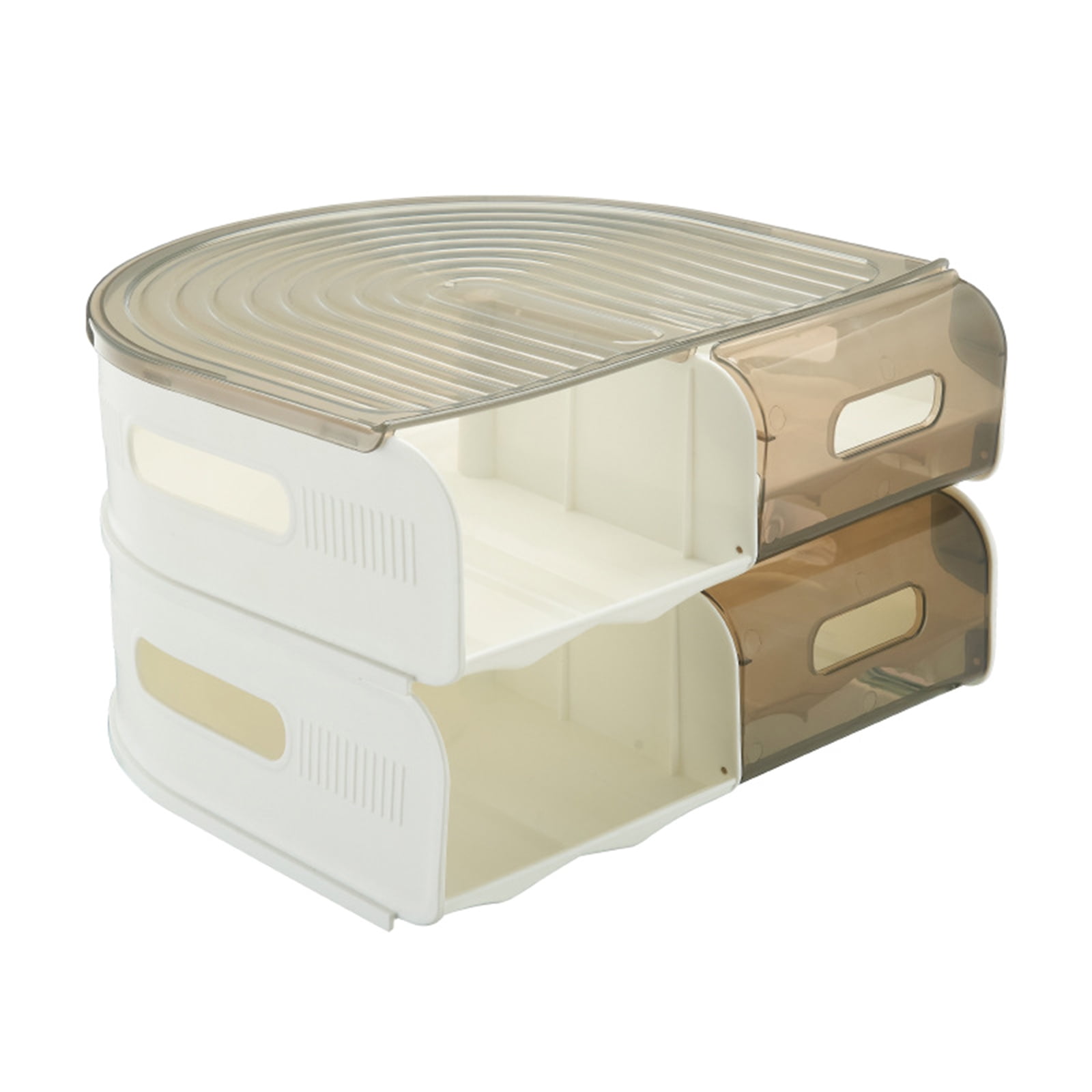 2 Layer U Shape Eggs Storage Box Roll Out Design Clear Refrigerator Organizers Safe Plastic Kitchen Tool