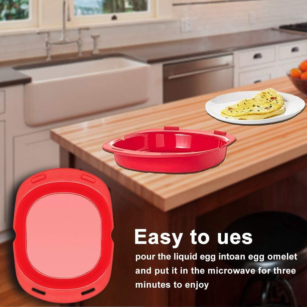 Silicone Omelet Maker, Silicone Microwave Omelet Maker, Microwave Omelette Maker Silicon𝐞,Nonstick Cooking Tray for Breakfast, Easy Egg Poacher Kitchen Gadget, BPA-Free (2)