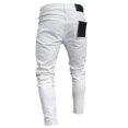 thumbnail image 2 of 3 estilos hombres elástico rasgado ajustado Biker bordado estampado Jeans desgastado agujero tapado Slim Fit Denim rayado alta calidad Jean, 2 of 4