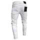 thumbnail image 3 of 3 estilos hombres elástico rasgado ajustado Biker bordado estampado Jeans desgastado agujero tapado Slim Fit Denim rayado alta calidad Jean, 3 of 5