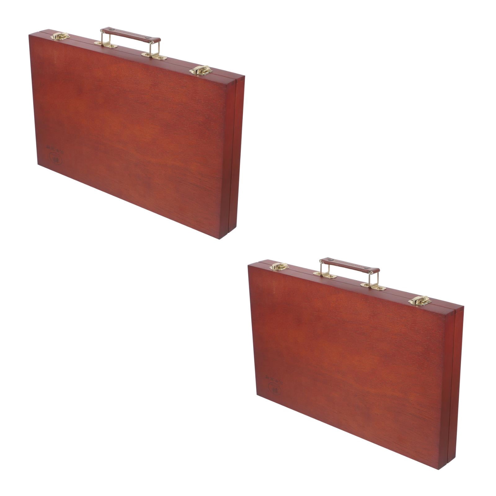 HOMEMAXS 2pcs Portable Painting Box Wooden Unfinished Wood Box with LidWood Table Artist Box for Artist Painting Jewelry Organizer