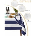thumbnail image 2 of Anchor Aqua Table Cloth, Modern Navy Blue White Striped Nautical Waterproof Tablecloth for Rectangle Tables, Reusable Washable Fabric Table Cover for Restaurant Kitchen Dining Tables 60"x120", 2 of 6