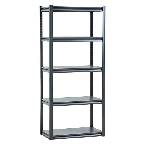 Storage Shelves, 5 Tier Garage Storage Shelving, Adjustable Metal Shelves for Garage Shelves Utility Rack Shelf Ideal for Kitchen, Warehouse, Basement, Black