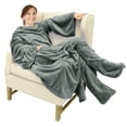 thumbnail image 6 of Catalonia Wearable TV Blanket with Sleeves Arms & Feet pockets for Adult Micro Plush Fleece Large Wrap Throw Robe 75 x 5, 6 of 8