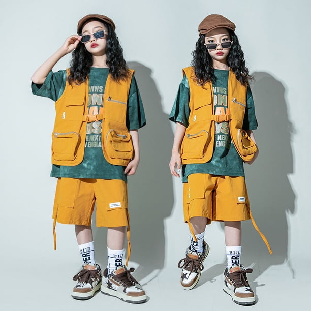 Ropa de moda para niños de hip-hop, batería genial, ropa para actuaciones de batería, traje de hip-hop para niños