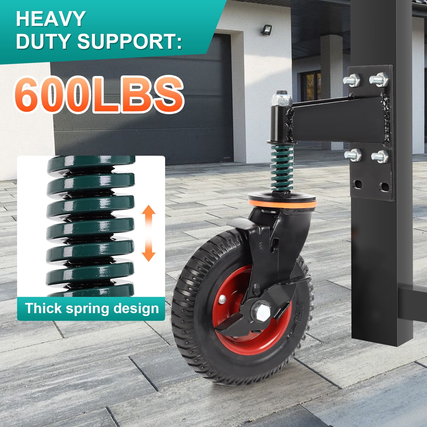 2 Pack 8inch Gate Casters Gate Wheel for Metal Tube Gate Wooden Fence Gate, 600lb Capacity