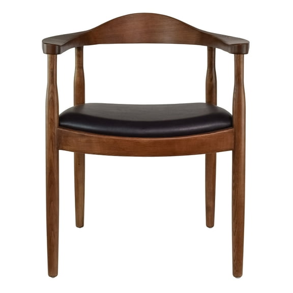 2xhome Solid Wood Farmhouse Dining Chair with PU Leather Cushion Seat - Kennedy Presidential Modern Accent Armchair for Kitchen Dining Room or Office, Espresso