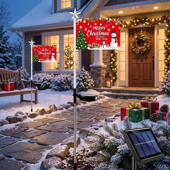 Solar Christmas String Lights Decorative Lights for Christmas Tree, Fence, Garden and Outdoor Holiday Decor, Festive Seasonal Decoration, Design B