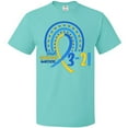 thumbnail image 3 of Inktastic 3-21 World Down Syndrome Day Blue and Yellow Rainbow Ribbon T-Shirt, 3 of 5