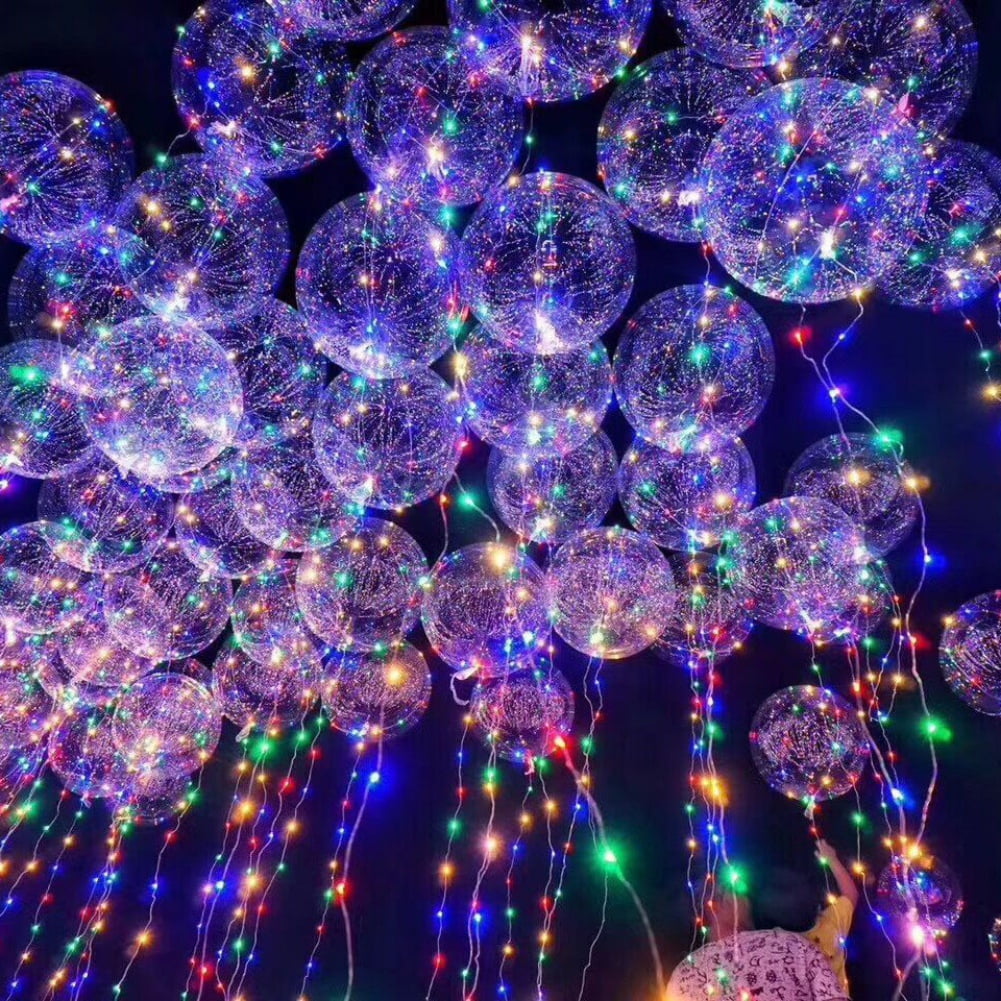 LED Light Up Bobo Balloon Transparent Wedding Birthday helium Party Decor Lamp % 