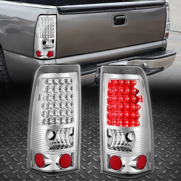 Nuvision Full LED Tail Light Rear Brake Lamp Chrome for 99-03 Chevy Silverado GMC Sierra