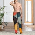 thumbnail image 2 of Balery Geometric Cube Pattern Art Pantalones de pijama para hombre, pijama ultraligero, pantalón de descanso-Small, 2 of 6