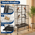 thumbnail image 2 of 69 Inch Wrought Iron Large Bird Flight Cage with Rolling Stand for Parakeets Canaries Cockatiels Lovebirds Conures, Black, 2 of 8