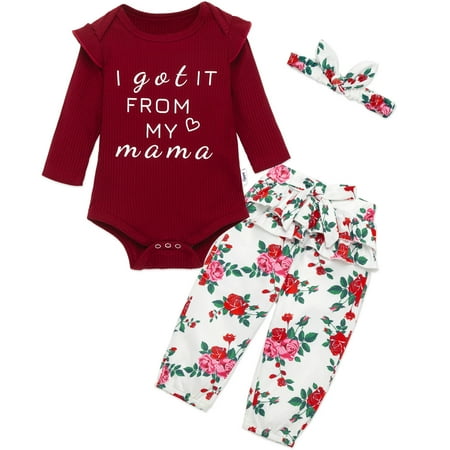 

Clearance! 0-12M Infant Baby Girl Flowers Outfits Long Sleeve Bodysuit + Tutu Pants + Headband 3Pcs Set