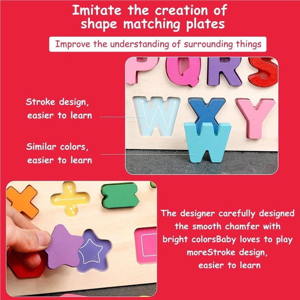 Baohd Wooden Alphabet Number Puzzles Kids ABC Letter Number Shape