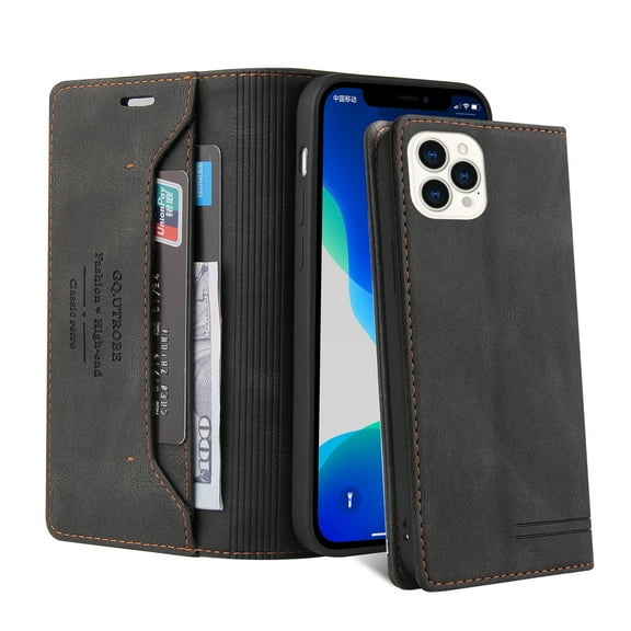 TECH CIRCLE for iPhone 13 Pro Max Wallet Case, Magnetic PU Leather Stand Up Flap, Case Wallet with Card Slot Folio Case, Compatible with iPhone 13 Pro Max,Black