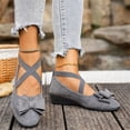 thumbnail image 4 of Domuza Womens Mary Jane Shoes Slip on Dressy Ballerina Flats New Soft Non-Slip Shoes for School Office Walking Casual Formal Work Gray 8（EU-40）, 4 of 7