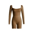 thumbnail image 6 of BEAFNKSG Women Knitted Short Jumpsuit Long Sleeve Square Neck Bodycon Rompers Knitted One Piece Bodysuit, 6 of 9