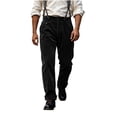 thumbnail image 2 of Zynoxe Mens Plus Size Autumn Winter Vintage Corduroy Suspender Pants Straight High Waist Business Casual Work Dress Pants with Adjustable Braces Black S, 2 of 9