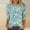 Blue, variant on Plus Size 3/4 Sleeve Tops for Women,Women Vacation Style Floral Leisure Print Round Neck Three Quarter Sleeve 3/4 Sleeve T-shirt Loose Orange XXL