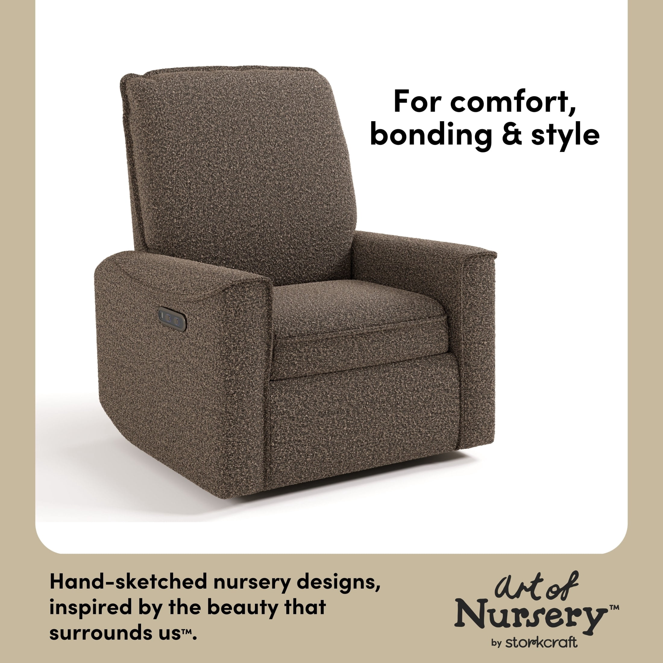 Storkcraft Santos Power Recliner - Mountain Brown Boucle