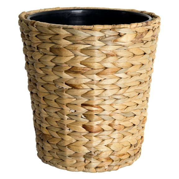 Better Homes & Gardens Natural Finish Water Hyacinth Wastebasket with Removable Liner, 1.8 Gallon
