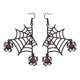 thumbnail image 2 of Halloween Black Araneid Web Dangle Earrings Red Rhinestone Araneid Punk Style Party Accessories Women's Earrings, 2 of 8