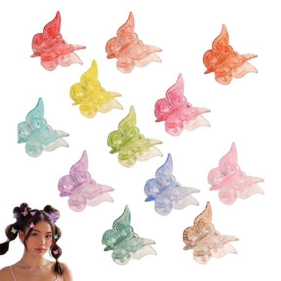 Butterfly Hair Clips, 12-Piece Mini Hair Clips, Colorful Hair Accessories for Girls, Kids Hair Accessories, Mini Claw Clips for Y2K 90s Styles