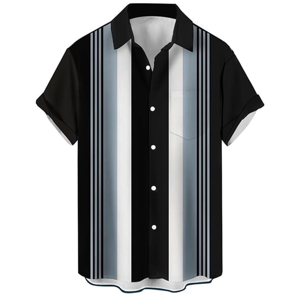 Men's Bowling Shirt Short Sleeve Button Down Casual Summer Beach Shirts for Men