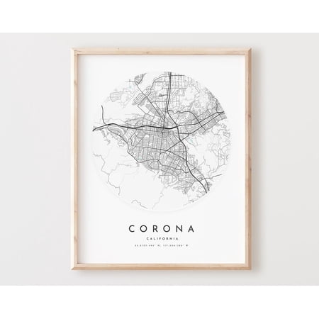 Kna Prints - 1 Pc Poster Corona Map Print, Corona Map City Wall Art, Ca Road Map, California Print Street Map Decor, Office Gift, L664V4, UNFRAMED-24x36