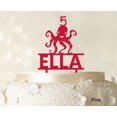 thumbnail image 1 of Birthday Custom Name Cake Topper With Octopus Figure Pink Cake Topper Cake Decorations Color Option Available 6-7 Inches Wide, 1 of 1