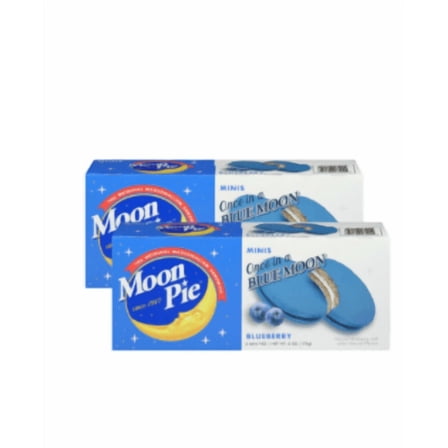 Moon Pie Minis Blueberry Sandwich Cookies, 2-Pack Bundle, Individually Wrapped Snack Cakes