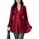 thumbnail image 2 of Vestido Mini de Punto con Cuello en V, Larga y Botones para Mujer Rojo XL, 2 of 9