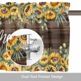 thumbnail image 6 of Summer Sunflowers Valance Curtain for Windows Retro Welcome Yellow Floral Brown Wood Rod Pocket Curtain Valances Short Window Treatments Panels for Kitchen Bathroom Laundry Room Basement 60 x 18 Inch, 6 of 9