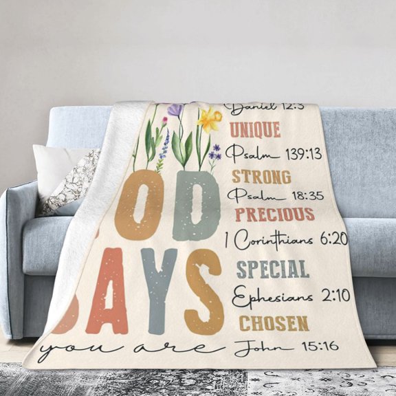 Christian Gifts for Women - Inspirational Floral Throw, Religious Birthday Gift, Christian Blanket for Mom, Sisters, and Friends, Baptism & Confirmation, Spiritual Gift for Her (Beige) 50x40