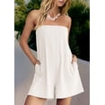 thumbnail image 4 of Pantalones cortos sin tirantes ReachMe para mujer, color crema con bolsillos, 4 of 6