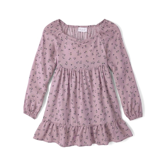 The Children's Place Girls Long Sleeve Floral Ruffle Dress, Sizes XS-XXL
