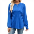 thumbnail image 1 of Camisas de Larga para Mujer, Moda Otoño 2025, Camisas Formales Informales, Blusas Tipo Túnica Plisadas con Cuello Redondo. Azul XL, 1 of 10