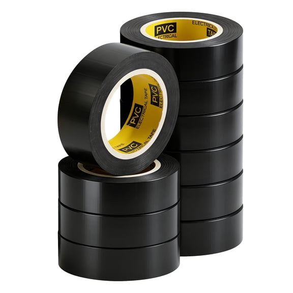 10 Rolls Black Electrical Tape, 3/4" x 32.8ft, Industrial Grade Automotive Wiring Harness Tape for Auto Truck, Weather Resistant High Viscosity Fireproof Insulation Tape
