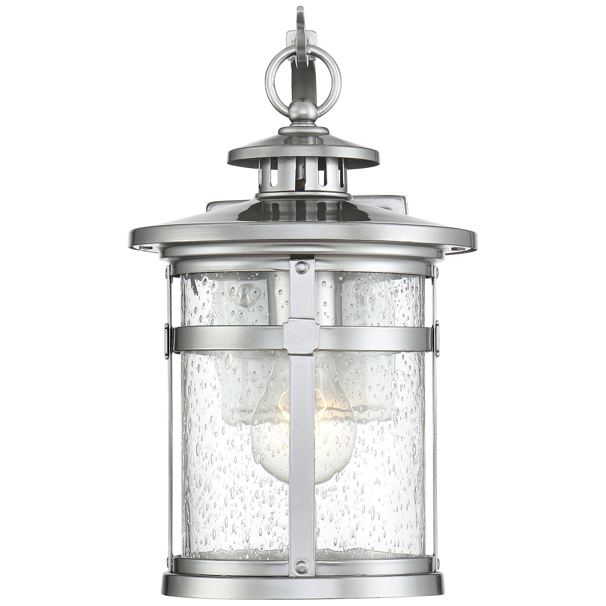 Franklin Iron Works Callaway Modern Industrial Outdoor Wall Light Fixture Chrome 14 1/2" Clear Seedy Glass for Post Exterior Barn Deck House Porch