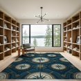 thumbnail image 2 of ODIKA 9'x12' Washable Area Rug Classic Maritime Navigation Star Compass Vintage Seafaring Motif for Dining Room, Basement, Large Office, Non-Slip Chair-Friendly, 2 of 7