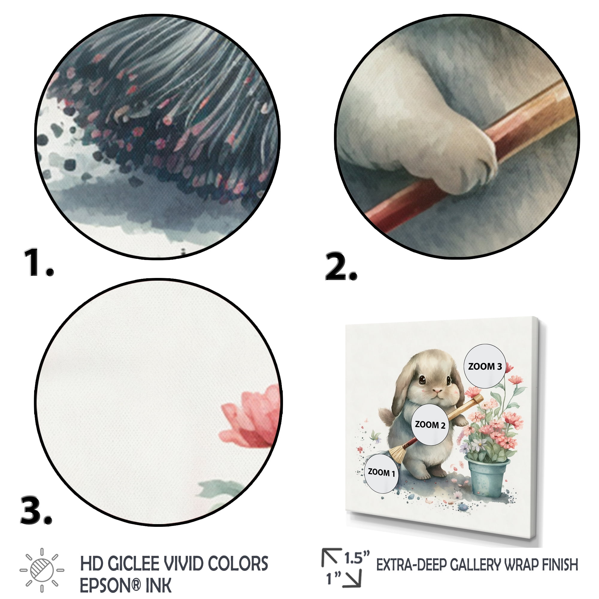 Designart Bunny Cleaning Bathroom III Canvas Wall Art
