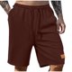 thumbnail image 1 of Pantalones de Cintura Elástica de Algodón de Color Sólido Pantalones de Playa de Pierna Recta con Bolsillos de Cordón, 1 of 9