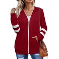 thumbnail image 2 of Womens Full Zip Athletic Running Hooded Jackets Yoga Lightweight Hoodie,Burgundy,Large, 2 of 7