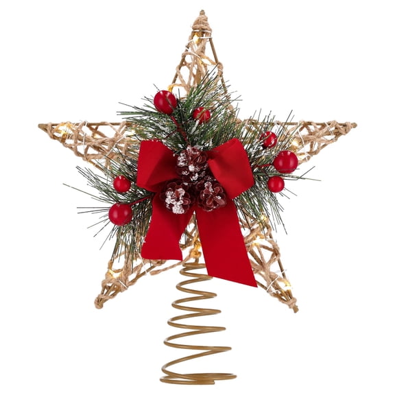 LED Star Christmas Tree Topper, Red and Brown, 10", by Holiday Time