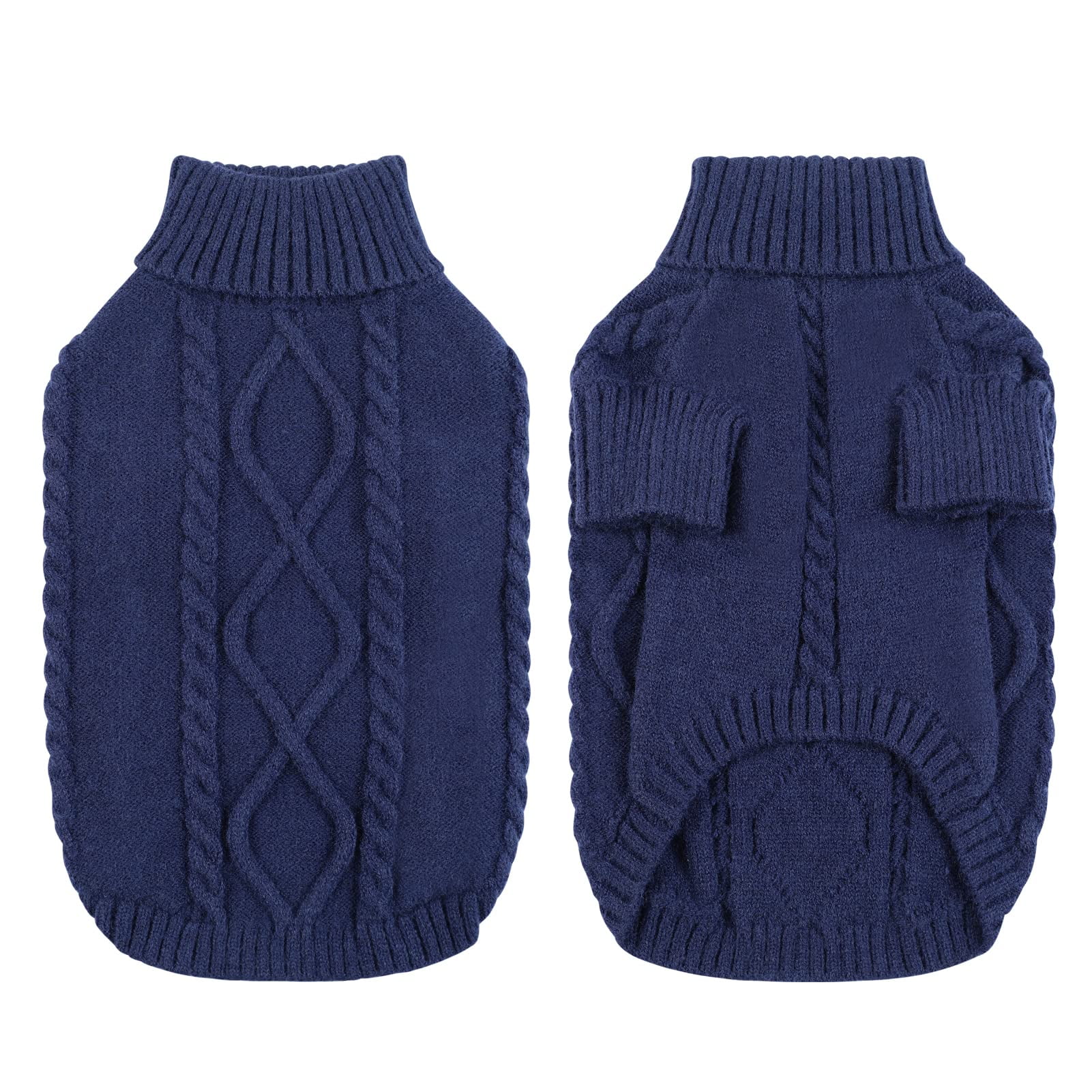 PayUSD Small Dog Pullover Sweater, Cold Weather Cable Knitwear, Classic Turtleneck Thick Warm Clothes for Chihuahua, Bulldog, Dachshund, Pug, Yorkie