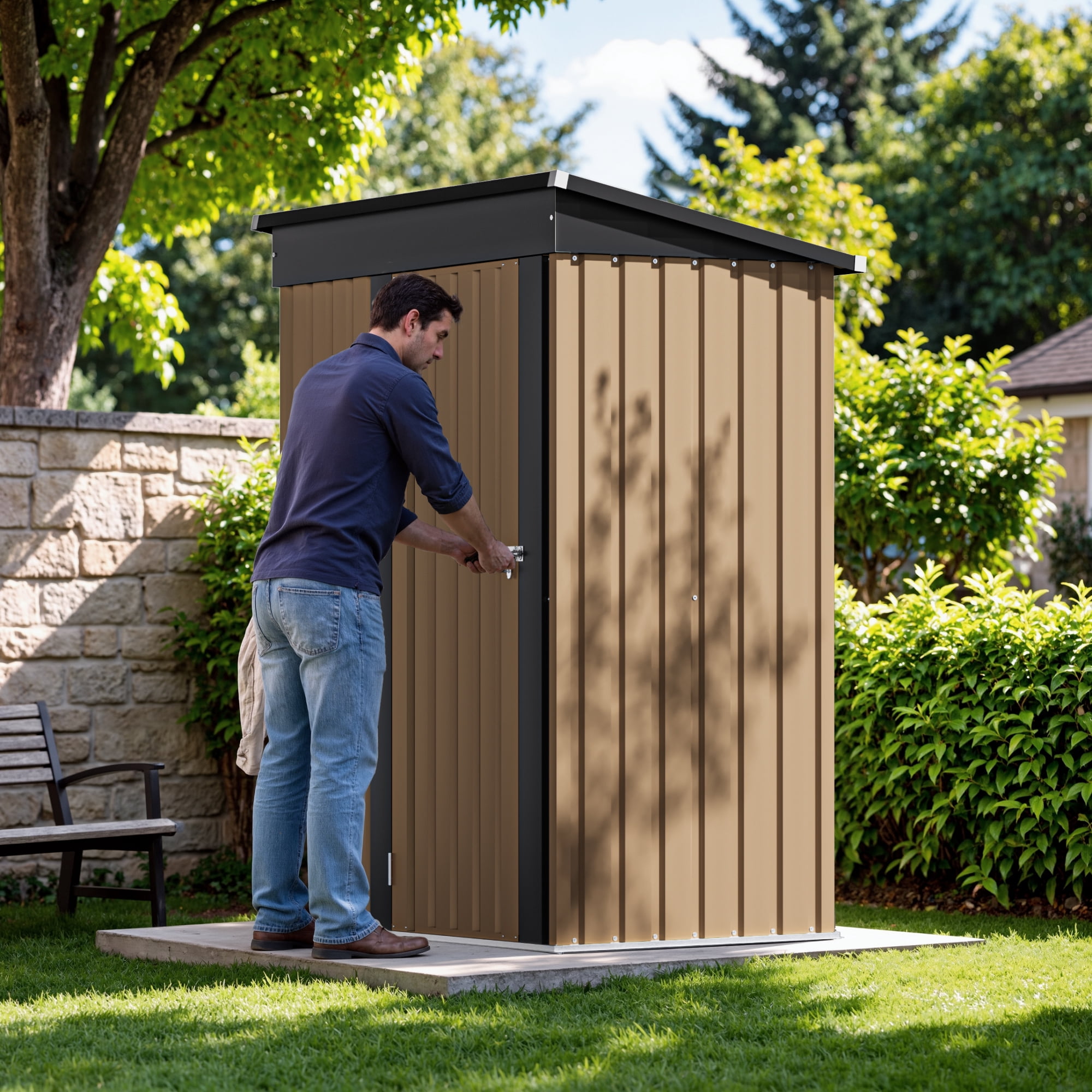 Devoko 5×3 ft.Patio Metal Shed, Lockable Garden Shed for Outdoor Backyard Patio Storage