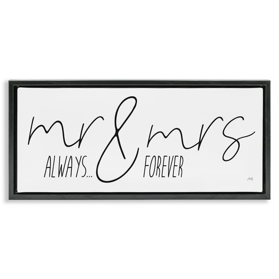 Stupell Industries Romantic Always & Forever Typography Painting Black Floater Framed Art Print Wall Art, 25 x 11