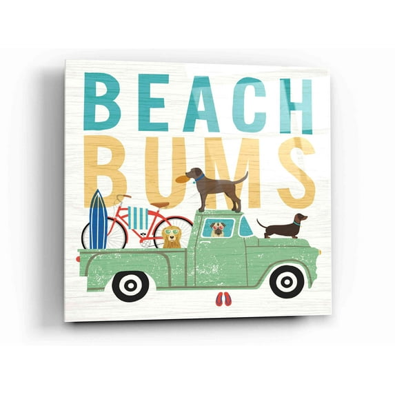 Epic Art 'Beach Bums Truck I square' by Michael Mullan, Acrylic Glass Wall Art, 12"x12"