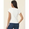 thumbnail image 4 of Unique Bargains Women's Cap Sleeve Knit T Shirts Crewneck Basic Tops Solid Blouse XL White, 4 of 6
